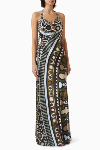 Soleil Print Maxi Dress in Satin