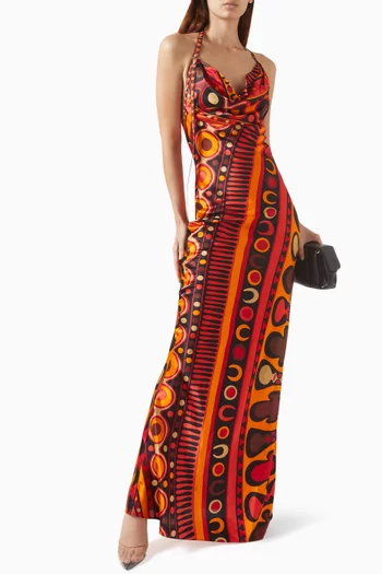 Soleil Print Maxi Dress in Satin