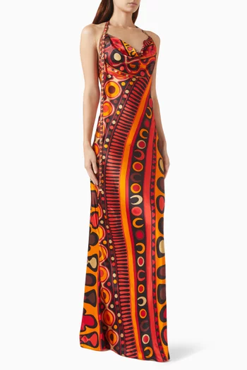 Soleil Print Maxi Dress in Satin