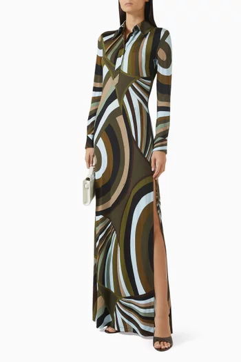 Iride-print Shirtdress in Satin Jersey