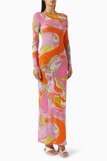 Printed Dress in Tulle