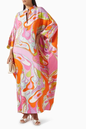Orchidee Print Kaftan in Silk
