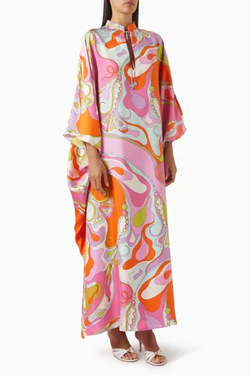 Orchidee Print Kaftan in Silk
