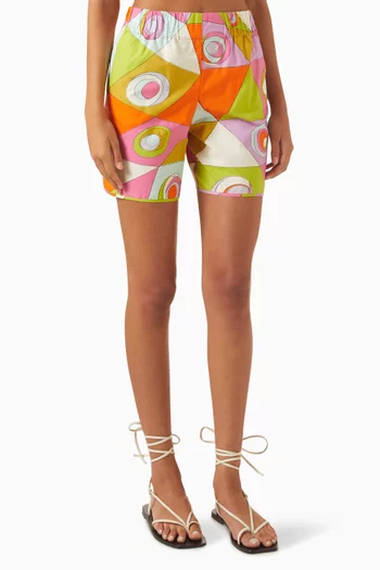 Occhi-print Shorts in Cotton Poplin