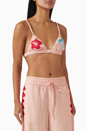 Kai Embroidered Bralette in Linen
