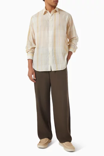 Gauze Plaid Plain Shirt in Cotton