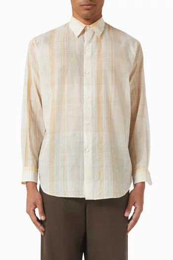 Gauze Plaid Plain Shirt in Cotton