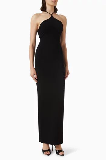 Halterneck Knit Dress in Viscose Blend