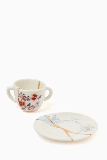 Kintsugi Coffee Cup with Saucer