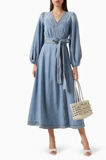Indra Wrap Dress in Denim