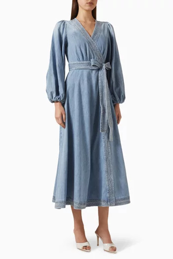 Indra Wrap Dress in Denim