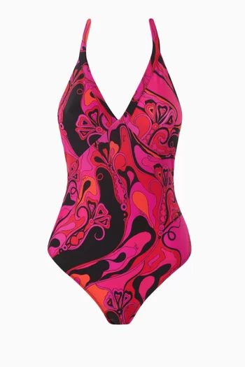 Orchidee-print One-piece Swimsuit