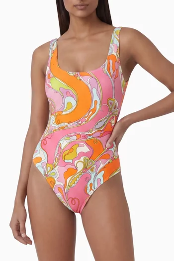 Printed One-piece Swimsuit in Lycra