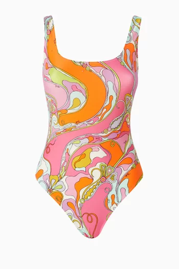 Printed One-piece Swimsuit in Lycra