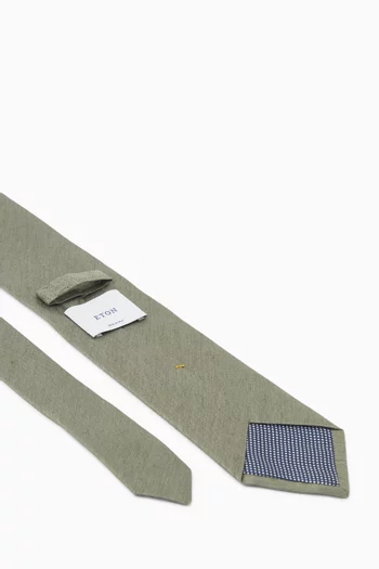 Textured Tie in Woven Linen-silk