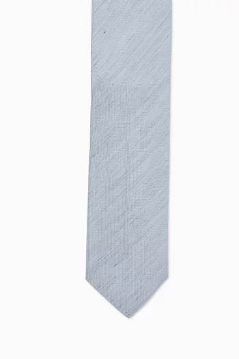 Textured Tie in Woven Linen-silk