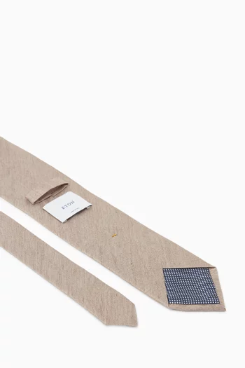 Textured Tie in Woven Linen-silk