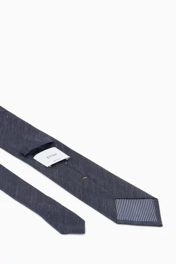 Textured Tie in Woven Linen-silk