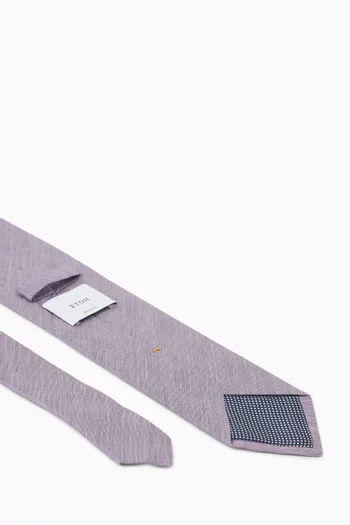 Textured Tie in Woven Linen-silk