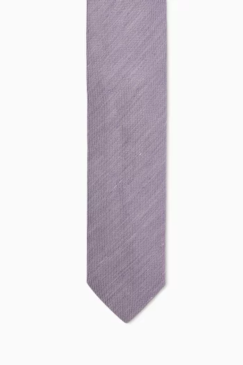 Textured Tie in Woven Linen-silk