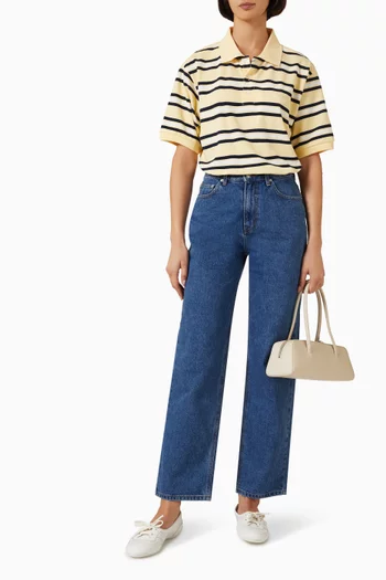 Unisex Striped Polo T-shirt in Cotton