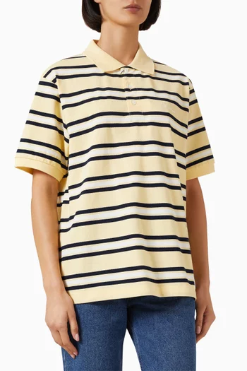 Unisex Striped Polo T-shirt in Cotton
