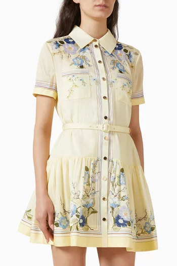 Floral-print Mini Dress in Organza