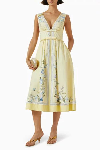 Bow V-neck Dress in Cotton