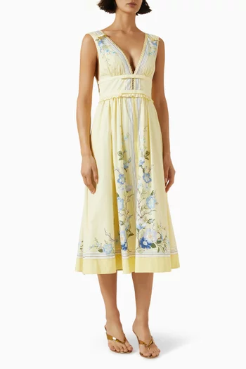 Bow V-neck Dress in Cotton
