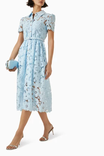 Belted Midi Dress in Lace