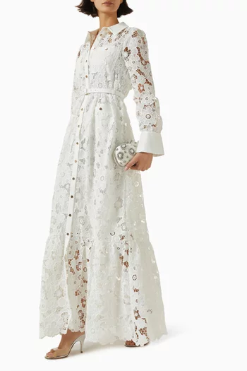Belted Maxi Dress in Lace