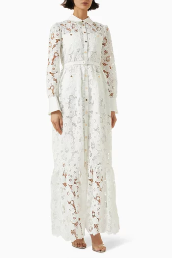 Belted Maxi Dress in Lace