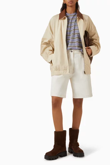 Embroidered Blouson Jacket in Cotton
