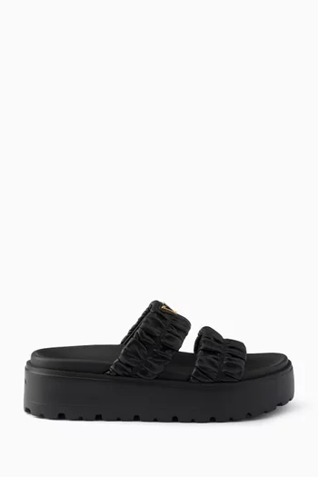 Flatform Slides in Matelassé Nappa Leather