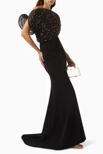 Nerissa Embellished Gown in Crepe