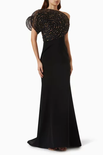 Nerissa Embellished Gown in Crepe