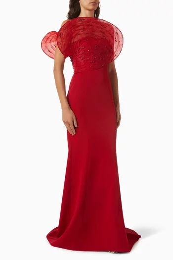 Nerissa Embellished Gown in Crepe