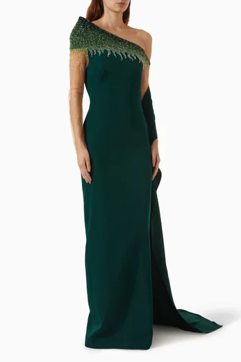 Yelena Embellished Gown in Crepe