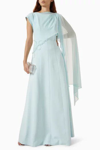 One-shoulder Cape Dress
