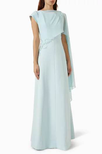 One-shoulder Cape Dress