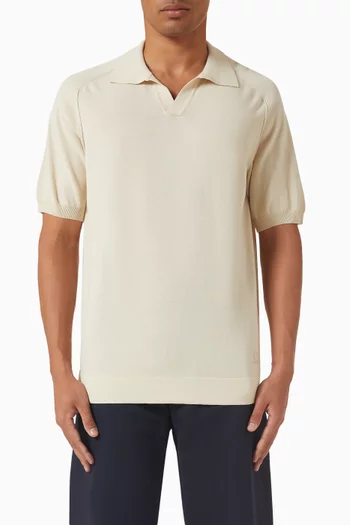 Polo Collar Shirt in Cotton Crepe