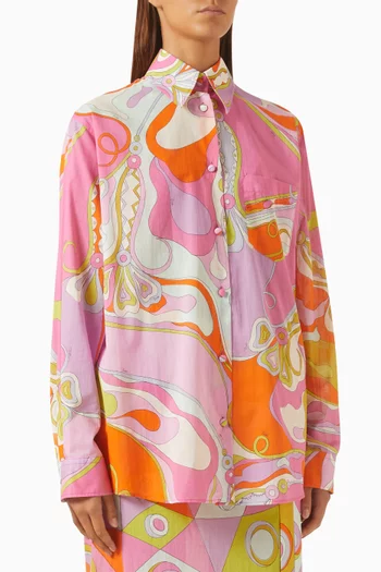 Orchidee-print Shirt in Cotton Muslin
