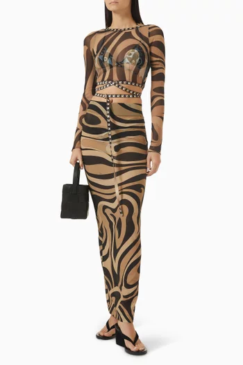 Printed Skirt in Mesh