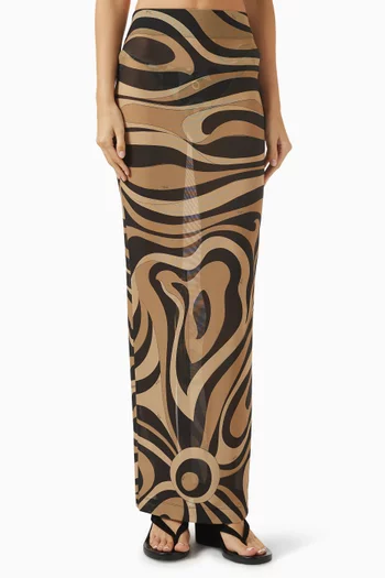 Printed Skirt in Mesh