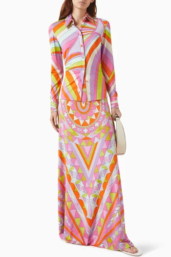 Printed Shirt in Jersey Satin