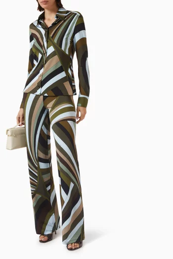 Iride Print Pants in Jersey Satin