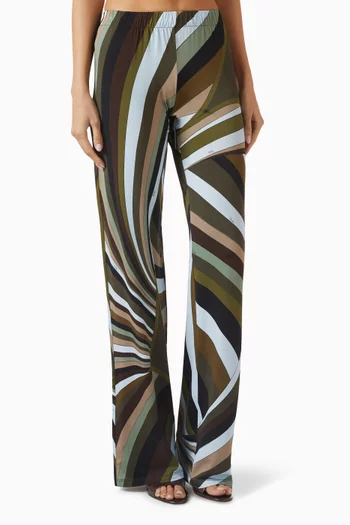 Iride Print Pants in Jersey Satin