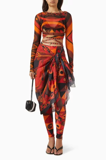 Vivara-print Crop Top in Tulle