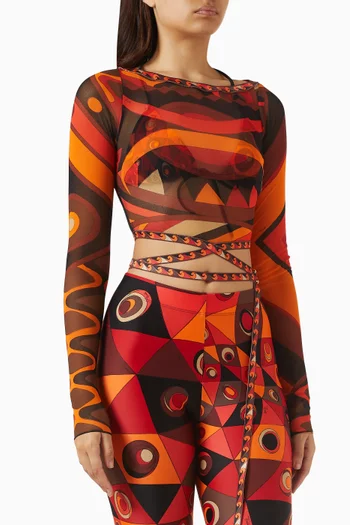 Vivara-print Crop Top in Tulle