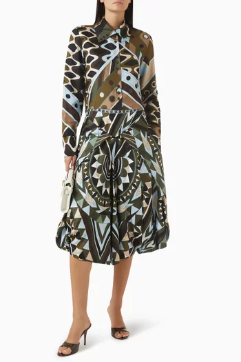 Vivara-print Crop Shirt in Silk Twill